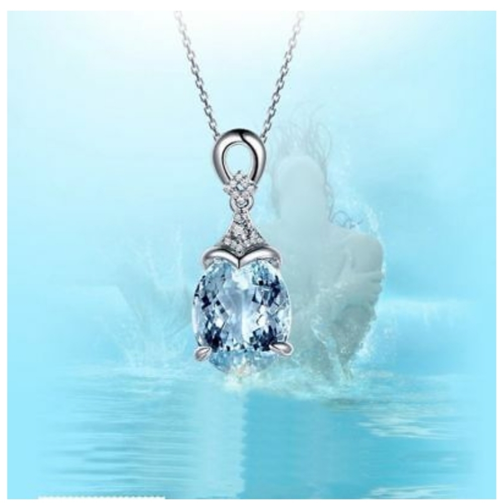 NEW!!! NWT NATURAL AQUAMARINE 925 SILVER CHAIN - Picture 7 of 7